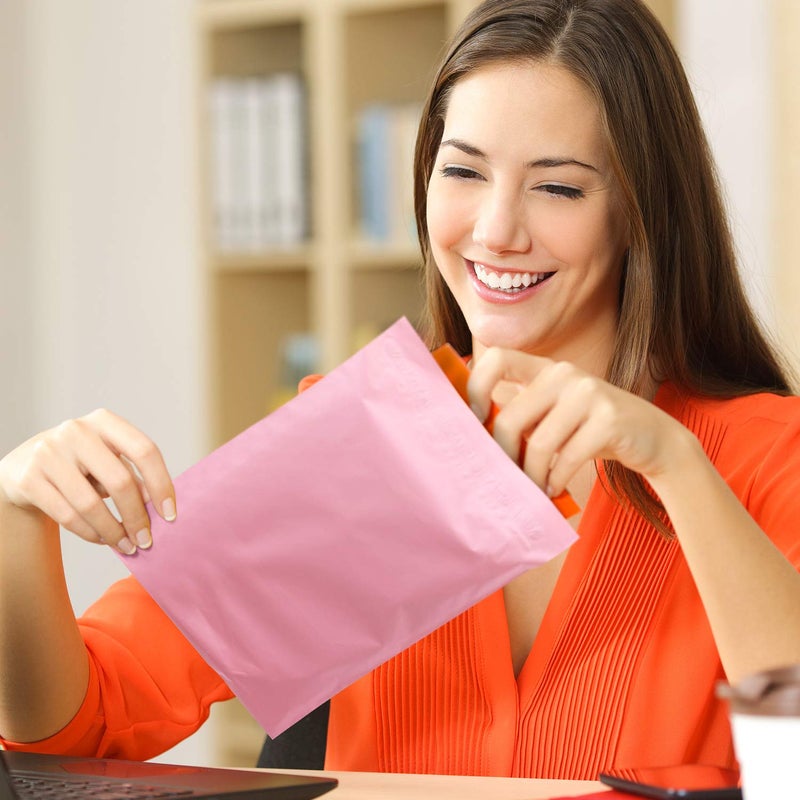 مترونيك Metronic Poly Mailers 6x9 200 حزمة مغلفات شحن لاصقة قوية للملابس، أكياس شحن صغيرة للشركات الصغيرة، أكياس بريد مقاومة للماء، أكياس بولي لحزم الشحن، حقائب وردي فاتح - Image 5